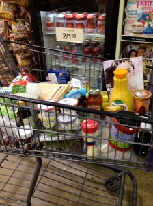 My very own grocery cart. Plenty of essentials, and a few treats. 
